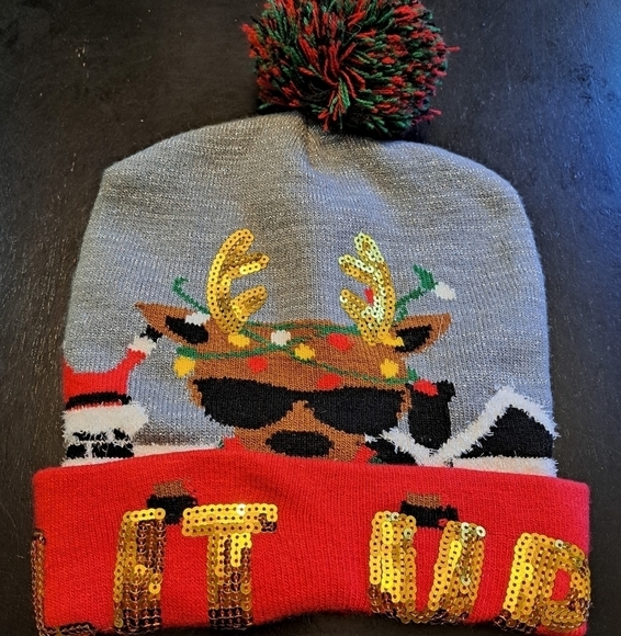 COPY - Holiday Hat With Reindeer & Santa - Picture 1 of 5